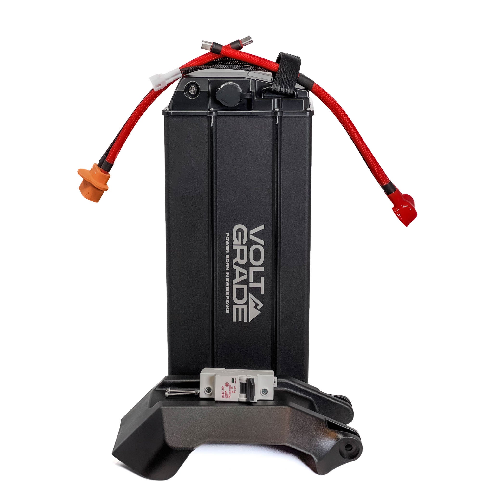 Center view of the VoltGrade E-Ride Pro SS 81V 45Ah battery upgrade with extras included: lid and breaker