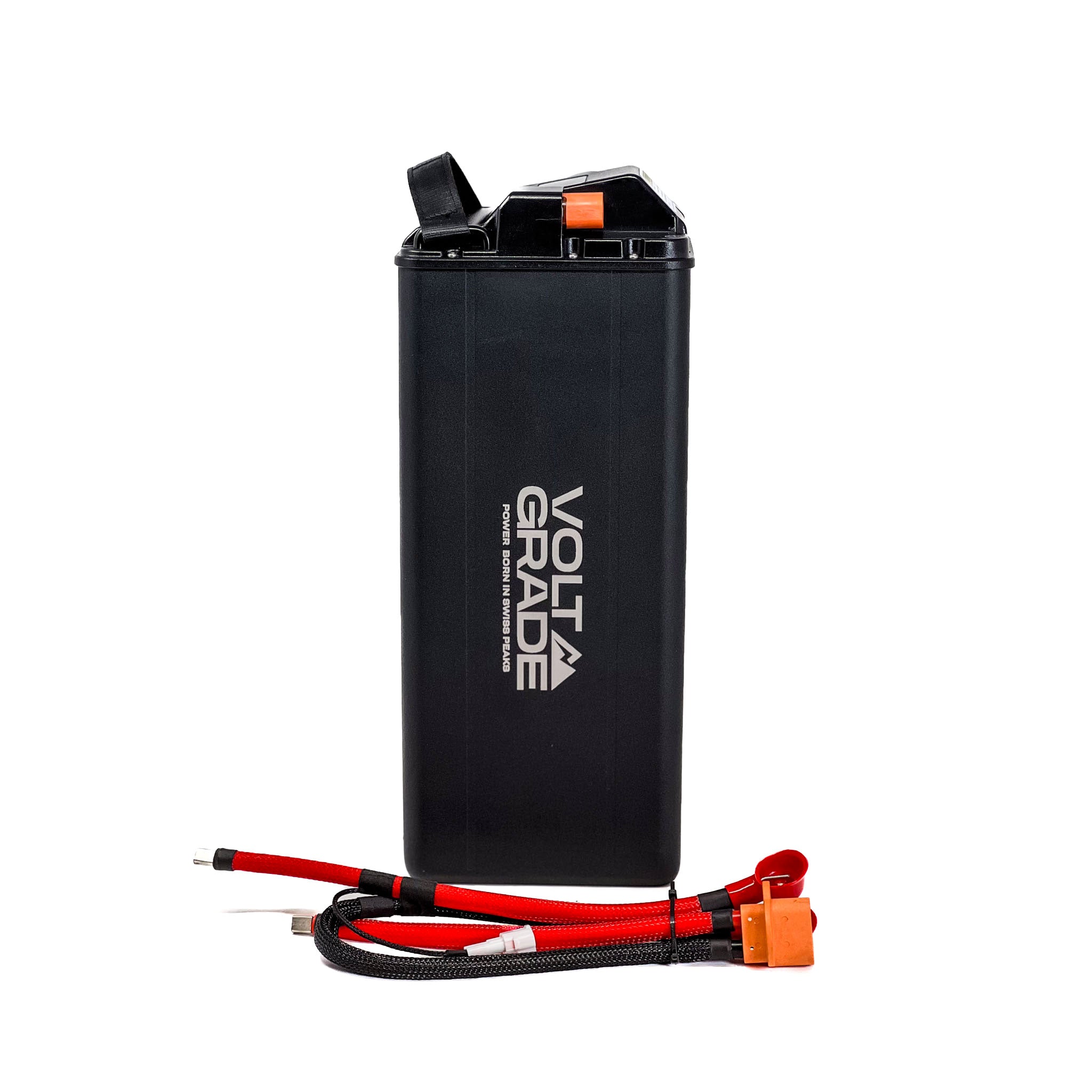 Side view of the VoltGrade Sur Ron Light Bee 72v 45ah battery upgrade with power harness