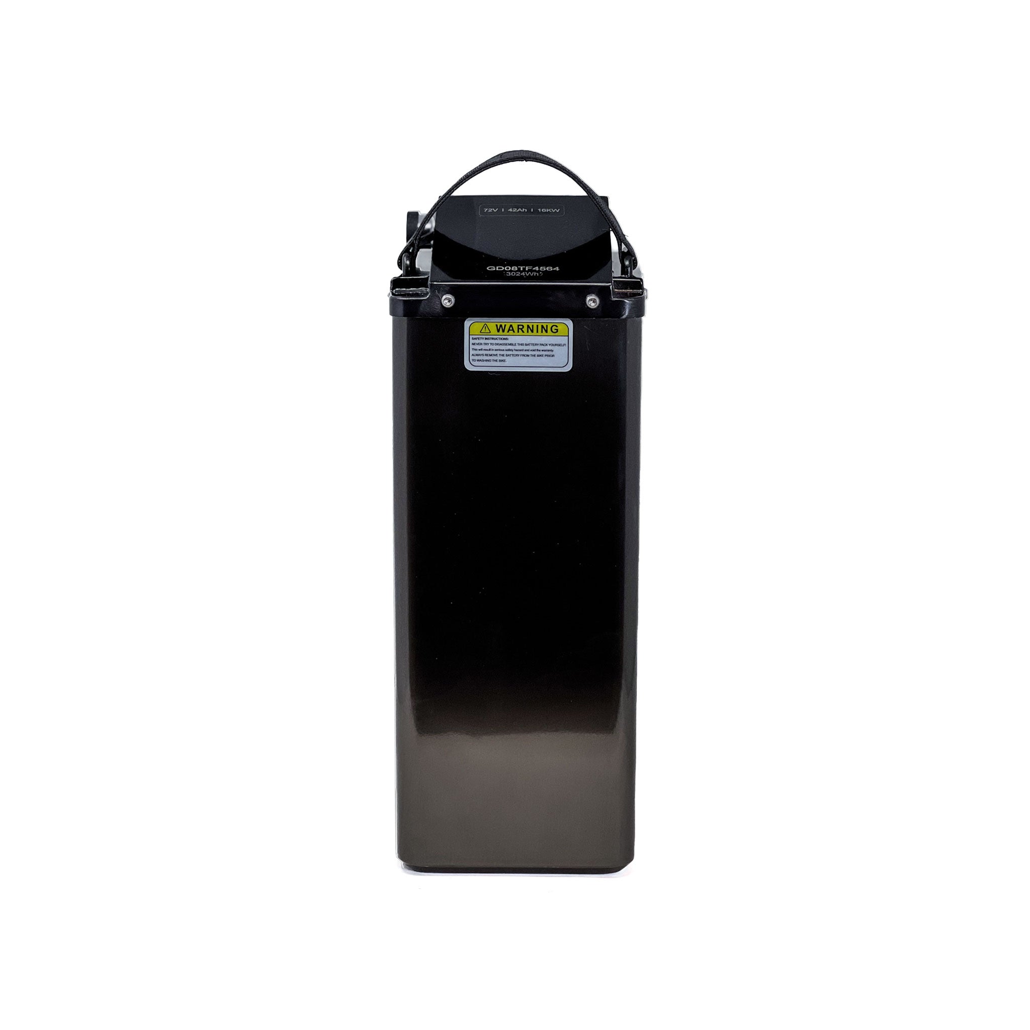 Front side of the VoltGrade Talaria Sting MX3 MX4 MX5 72v 42ah battery upgrade